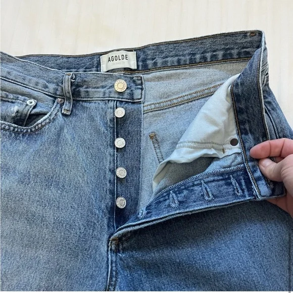 Agolde Lana Distressed Straight-Leg Jeans Backdrop Blue size 28 - Picture 11 of 16